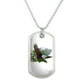 thumbnail image 1 of Bald Eagle Flying Over the Mountains Scenic Military Dog Tag Pendant Necklace with Chain, 1 of 5