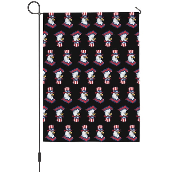 Bald Eagle Garden Flag 12 x 18 Inches, 4th of July Patriotic Bird Black Background Weather Proof Outdoor Patio Flags Double Sided Small Garden Decoration for Yard Outside Home