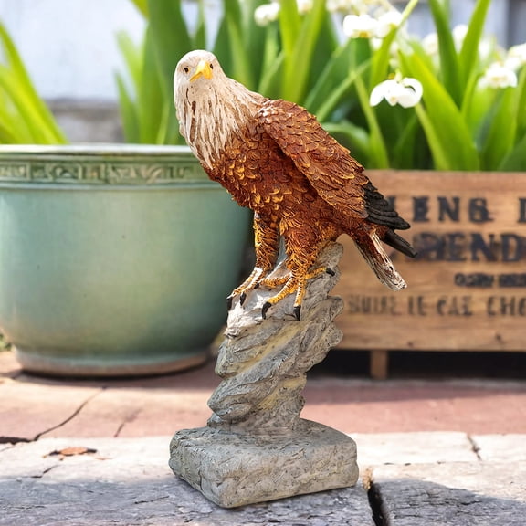 Bald Eagle Garden Statue, 11" Resin Eagle Sculpture, Outdoor Wildlife Decor for Yard, Patio and Garden