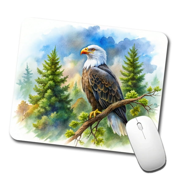 Bald Eagle In Tree Watercolor Mouse Pad Low Profile Gaming Mat