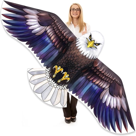 Bald Eagle Kite for Adults and Kids, Huge Eagle Kites, Easy to Fly Hawk Kites for Boys, Single Line Kite for Beach Trip