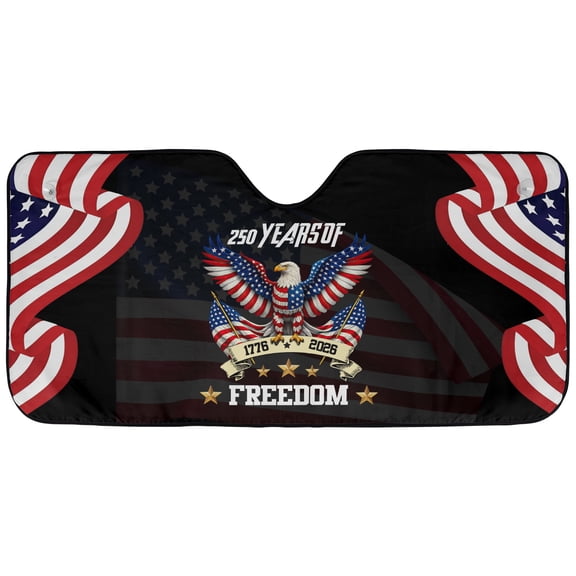 Bald Eagle Liberty Celebrating USA 250th Car Sunshade, Proud 250th US Birthday Freedom Windshield Sun Shade, Patriotic Auto Sunshade