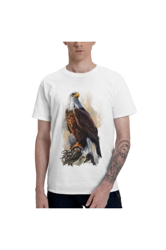Bald Eagle Men's T-Shirt Cotton 100% Summer Tops Fashion Casual Bald Eagle Short Sleeves for Men Women Round Collar Top Tees