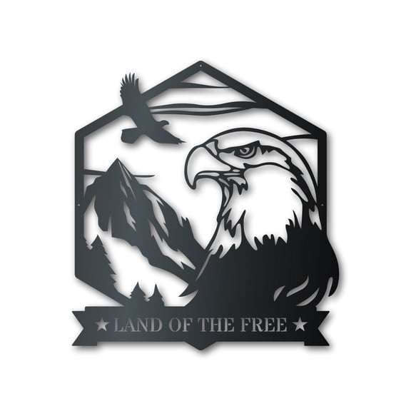 Bald Eagle Metal Sign | Patriotic Mountain Wall Art | Indoor Outdoor 30