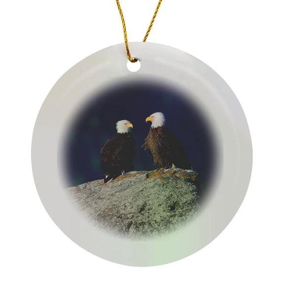 3drose, Bald Eagle Pair, Circle Porcelain Ornament