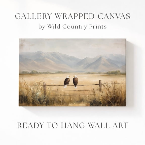 Bald Eagle Pair Open Prairie Big Sky Western Landscape Office Poster
