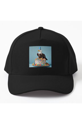 Bald Eagle Party Time Baseball Hat, American Bird Celebration Character Design, Classic Cap