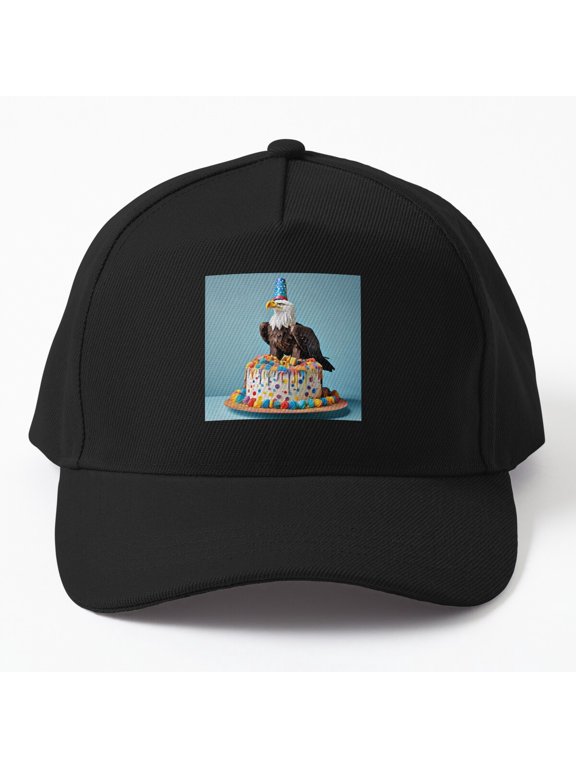 Bald Eagle Party Time Baseball Hat, American Bird Celebration Character Design, Classic Cap