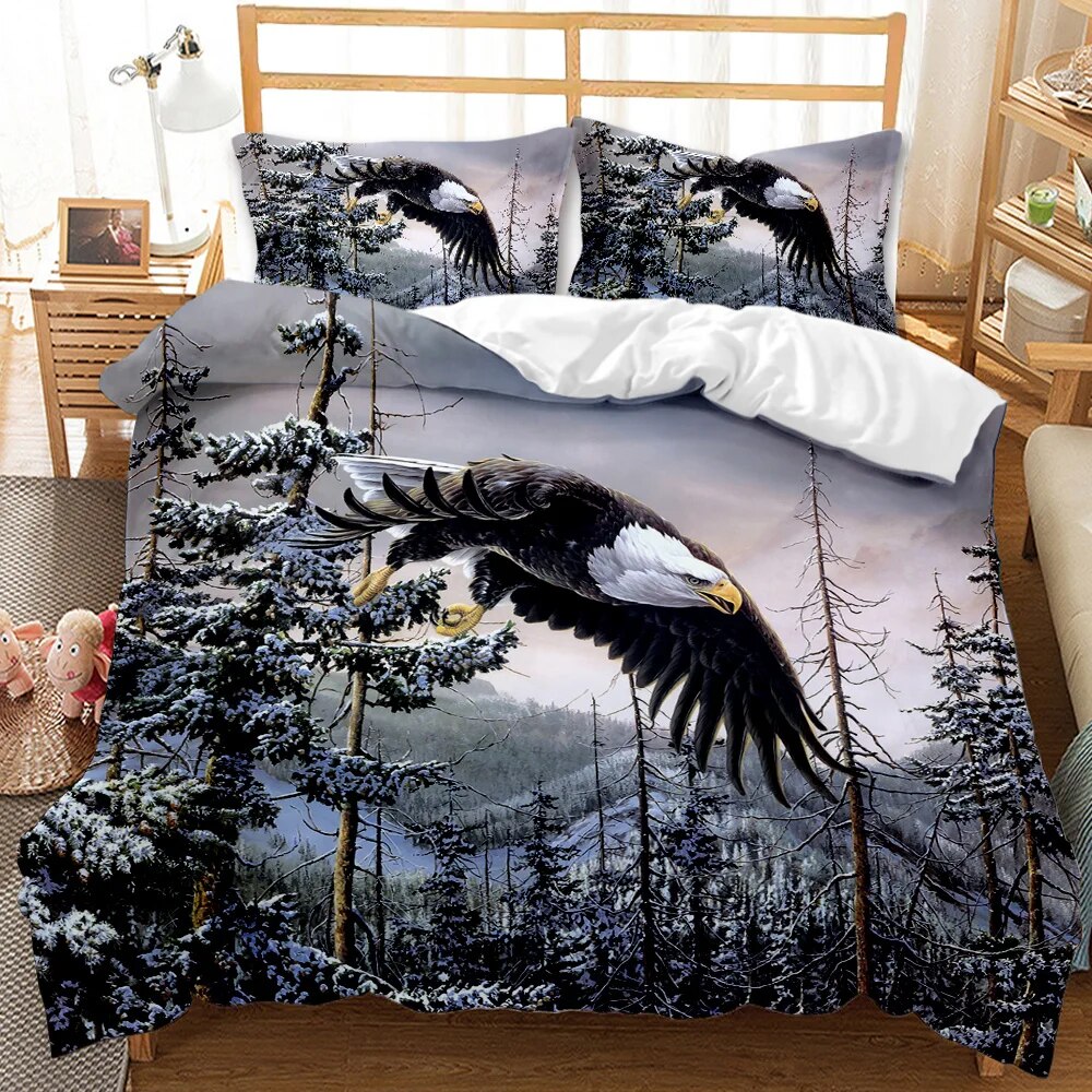 Bald Eagle Patriot United States Flag Duvet Cover Animal Wild Eagle