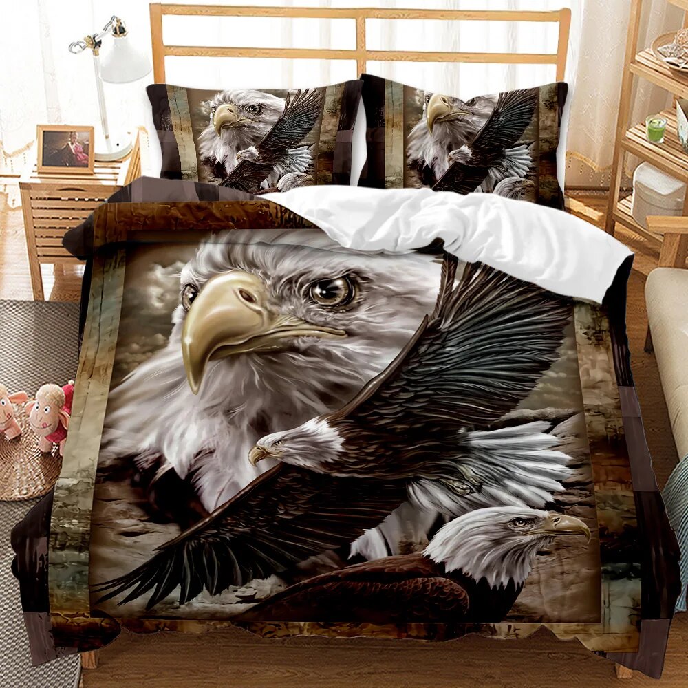 Bald Eagle Patriot United States Flag Duvet Cover Animal Wild Eagle