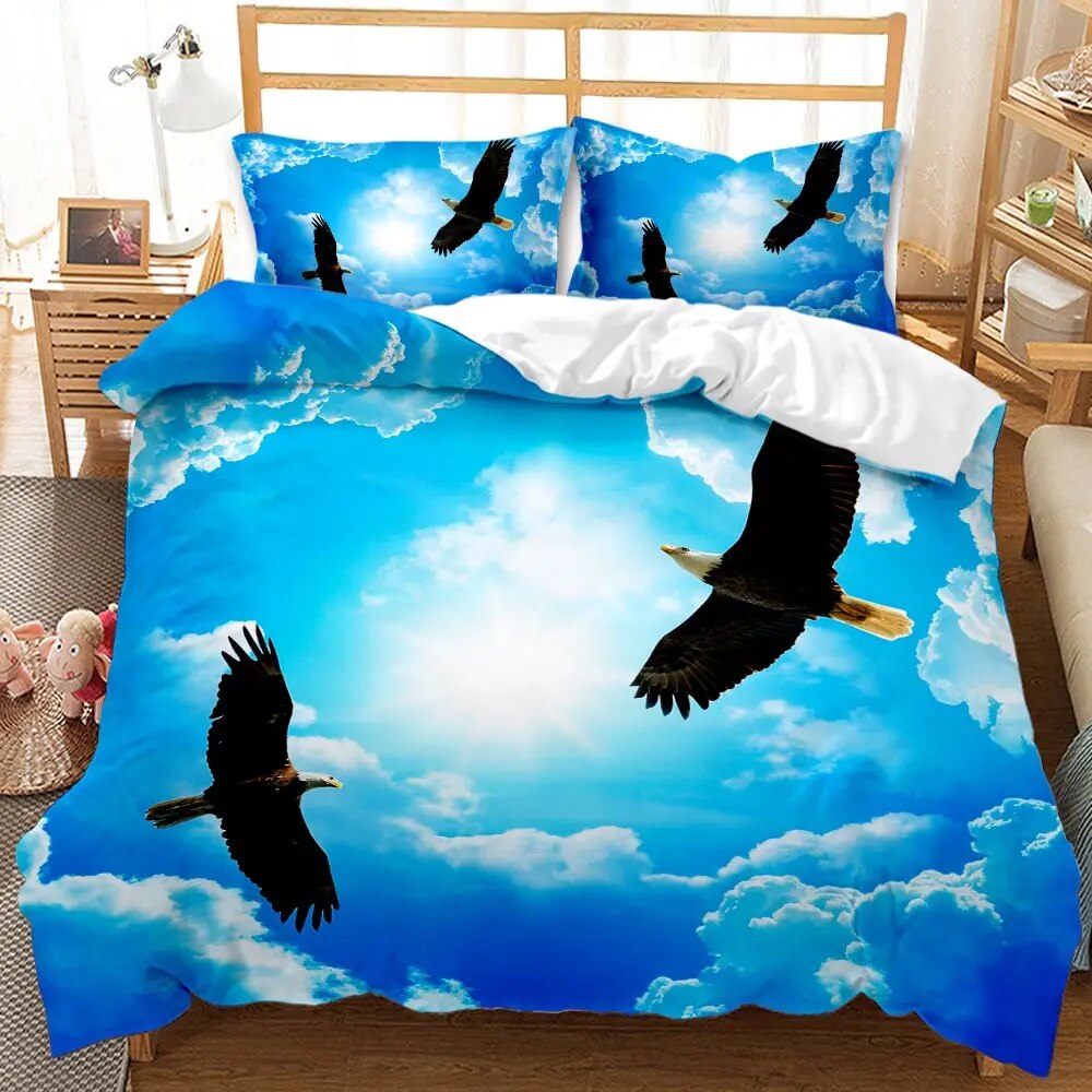 Bald Eagle Patriot United States Flag Duvet Cover Animal Wild Eagle