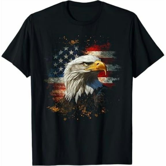 Bald Eagle Patriotic American Flag 4th of July Gifts T-Shirt Unisex Crew Neck Short Sleeve Tees