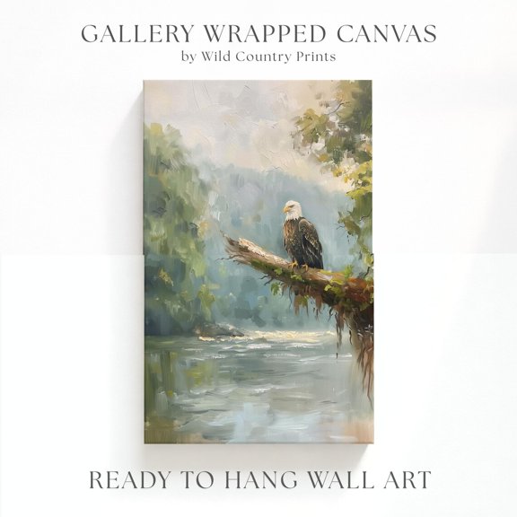 Bald Eagle Perched on a Branch Over a River on Poster