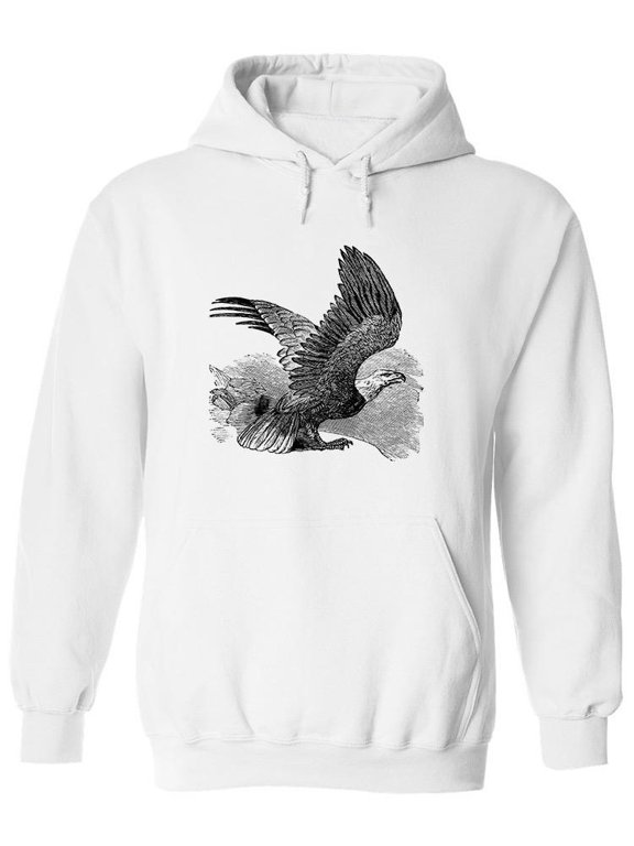 Bald Eagle Sketch Hoodie Men -Image by Shutterstock, Male Small