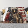 Bald Eagle Soldier Throw Blanket for Couch, Soft Fuzzy Comfy Warm Throw
