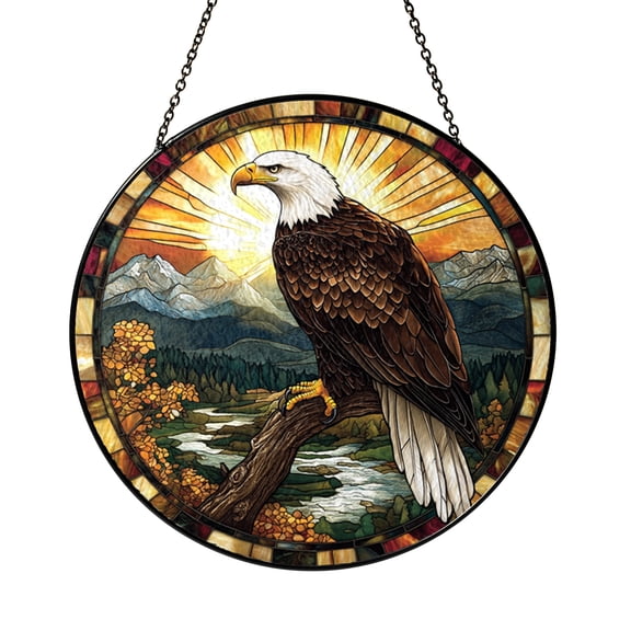 Bald Eagle Stained Glass Window Hanging, Majestic Bird Nature Decor, Bold Wildlife Inspired Home Accent