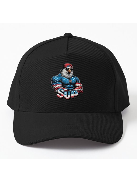 Bald Eagle Sup Baseball Hat, Casual American Bird Statement Design, Classic Cap