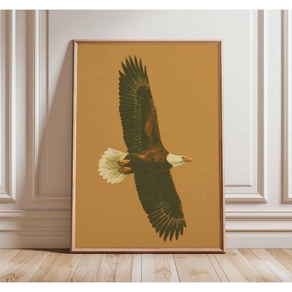 Bald Eagle Wall Art Bird Poster American Wildlife Print Soaring Eagle Nature Decor Rustic