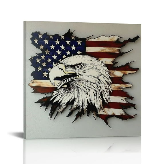 Bald Eagle Wall Art, Large Metal Eagle American Flag Wall Decor, Fourth of July Independence Day Flag, 4th July Day, Patriotic Gift for Home, Bathroom, Living Room Sculptures,