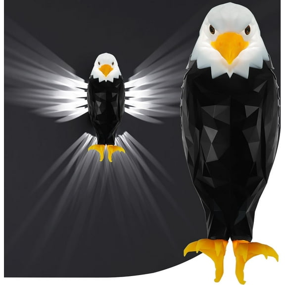 Bald Eagle Wall Light, American Animal Bird Wall Night Light with Remote Control, Magnetic Led Wall Mounted Eagle Lamp, USB Charging, Battery Operated & Removable Charging Eagle Light for Indoors