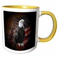 thumbnail image 1 of 3drose, Bald Eagle with American Flag, 15oz Two-tone Yellow Mug, 1 of 6