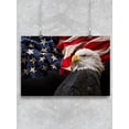thumbnail image 1 of Bald Eagle With Flag In Back. Poster -Image by Shutterstock, 1 of 2