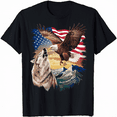 thumbnail image 1 of Bald Eagle Wolf American Flag USA Spirit Patriotic T-Shirt For Men Women, 1 of 5