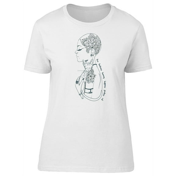 Bald Girl With Sphynx Cat T-Shirt Women -Image by Shutterstock, Female Small