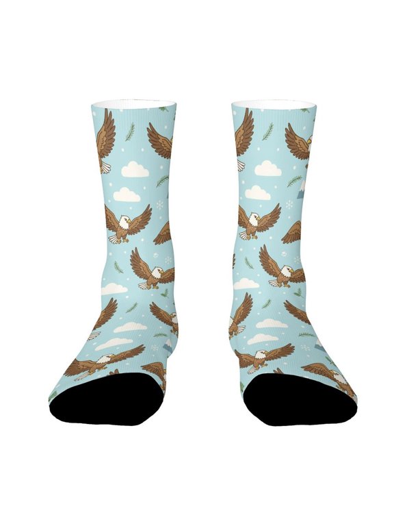 Bald Hawk Bird Funny Novelty Crew Socks for Women Men Sports