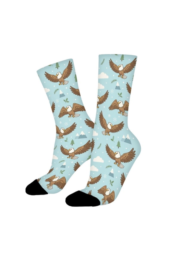 Bald Hawk Bird Funny Novelty Crew Socks for Women Men Sports
