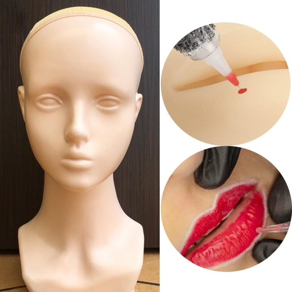 Bald Head Making Hat Display Cosmetology Manikin Head Bust Long Neck Necklace Earrings Head Model Female Dolls Head Stand