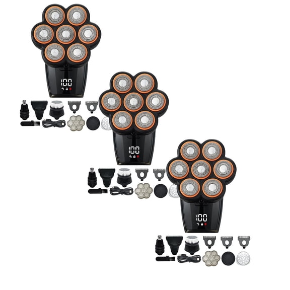 Bald Head Shavers for Men - 7D Electric Razor 10000 Rpm Mens Head Shaver, Led Display Ipx7 Waterproof Wet Dry Warm Gold, Rotary Shaving Kit, Bald Head Shaver Electric Shaver Rotary Shaver 1PC*3
