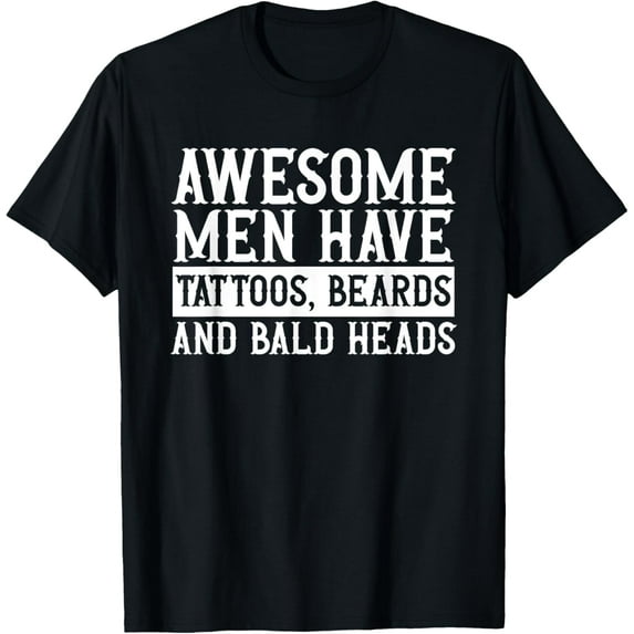 Bald Head Tattoos Baldness Beard Bald Guy T-Shirt