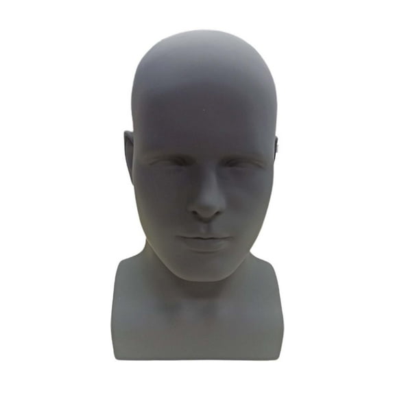 Bald Mannequin Head Male Head Professional for Making and Display Hat Glasses or Display Head Model with Free Clamp Stand black