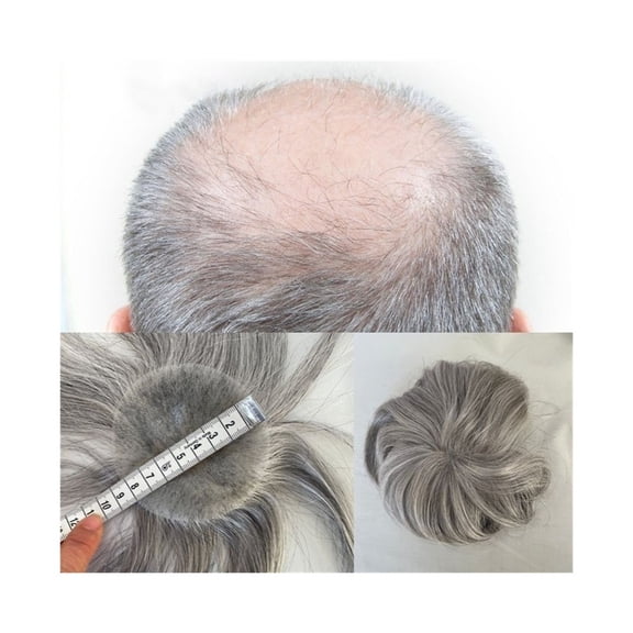 Bald Spot Hair Patch Toupee for Men 3.15x3.15 Inch Full PU Thin Skin Base Hair Patches Men's Hairpieces 6" Human Hair Topper Replacement Systems