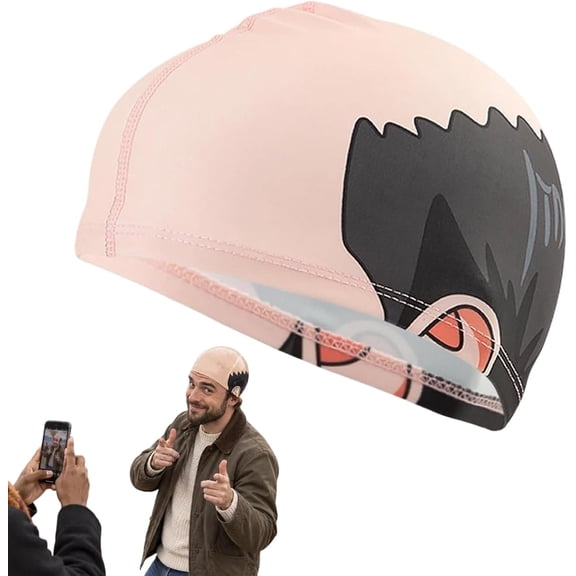 Bald Swim Cap, Funny Realistic Bald Head Swim Cap, Hilarious Prank Swimming Hat, for Unisex Poolside and Party Outfits