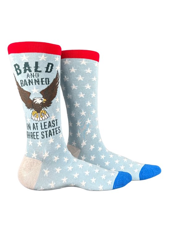 Bald and Banned In 3 States Socks Funny Sarcastic Footwear For Men