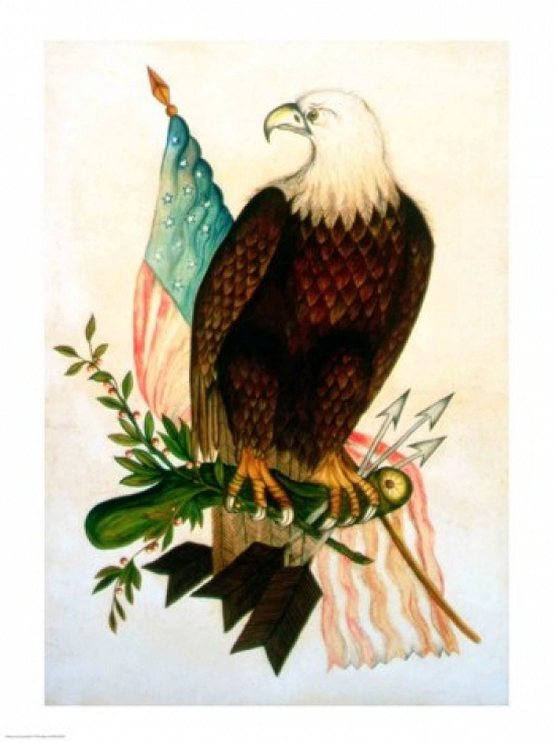 Bald eagle with flag Canvas Art - (24 x 36)