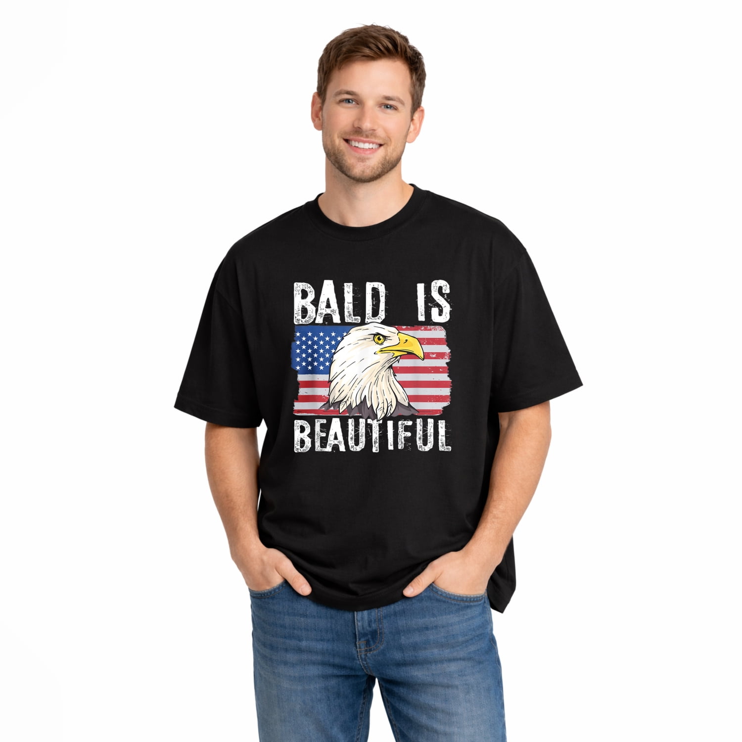 Bald is Beautiful 4th of July Independence Day Bald Eagle T-Shirt ...