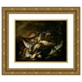 thumbnail image 1 of Baldassarre De Caro 18x15 Gold Ornate Wood Frame and Double Matted Museum Art Print Titled - Hunted Birds, 1 of 4