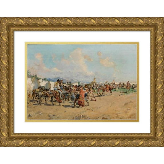 Baldomero Galofré 14x11 Gold Ornate Wood Frame and Double Matted Museum Art Print Titled - The Country Fair