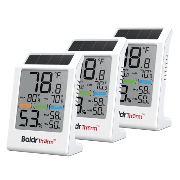 BaldrTherm Digital Thermometer and Hygrometer - 3.2" Display (3-Pack)