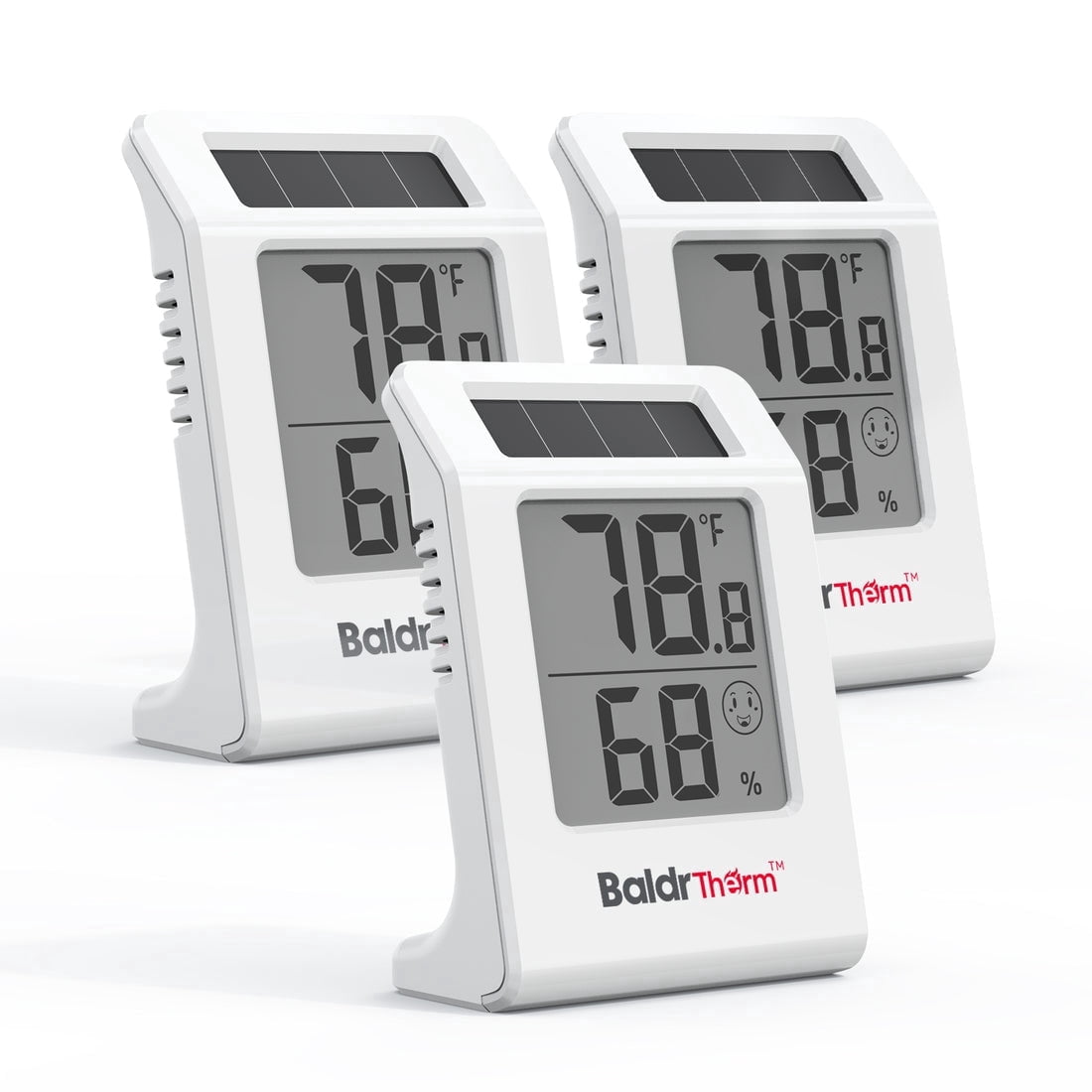 BaldrTherm Digital Thermometer and Hygrometer Meter - 2.2" Display (3-Pack)