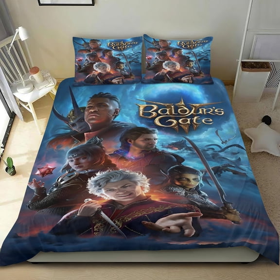Baldur's Gate 3 Themed Bed Sheet Set Three Piece Set 53x79 Inches Comfortable And Skin Friendly Unique Design Creating A Star Studded Night