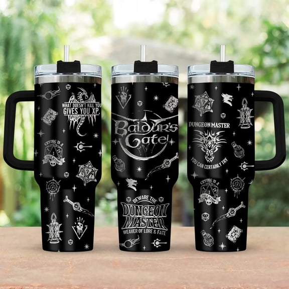 Baldur's Gate Doodle Engraved Tumbler 40oz, Astarion Shadowheart Tumbler, Dungeons Tumbler, Dragons Tumbler, Dnd Dad Tumbler