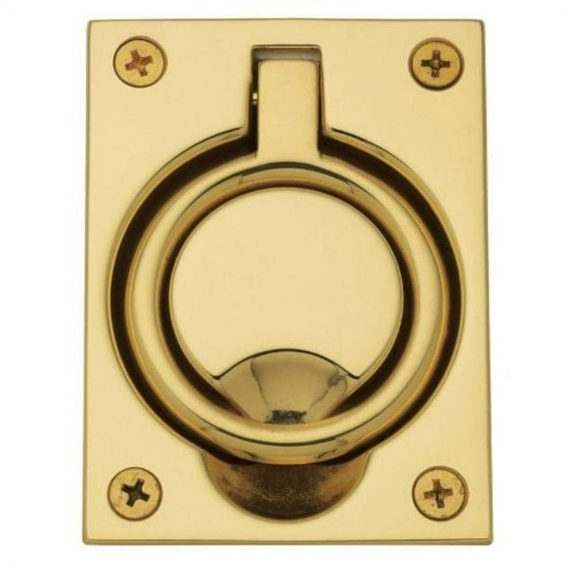 Baldwin 00395003 Flush Ring Door Pull&#44; Polished Brass