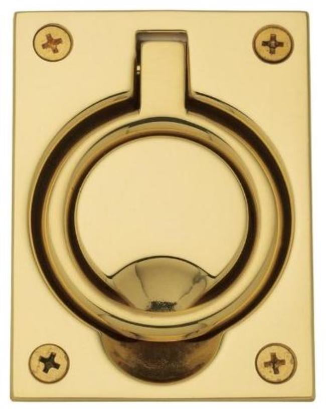 Baldwin 00395003 Flush Ring Door Pull, Polished Brass