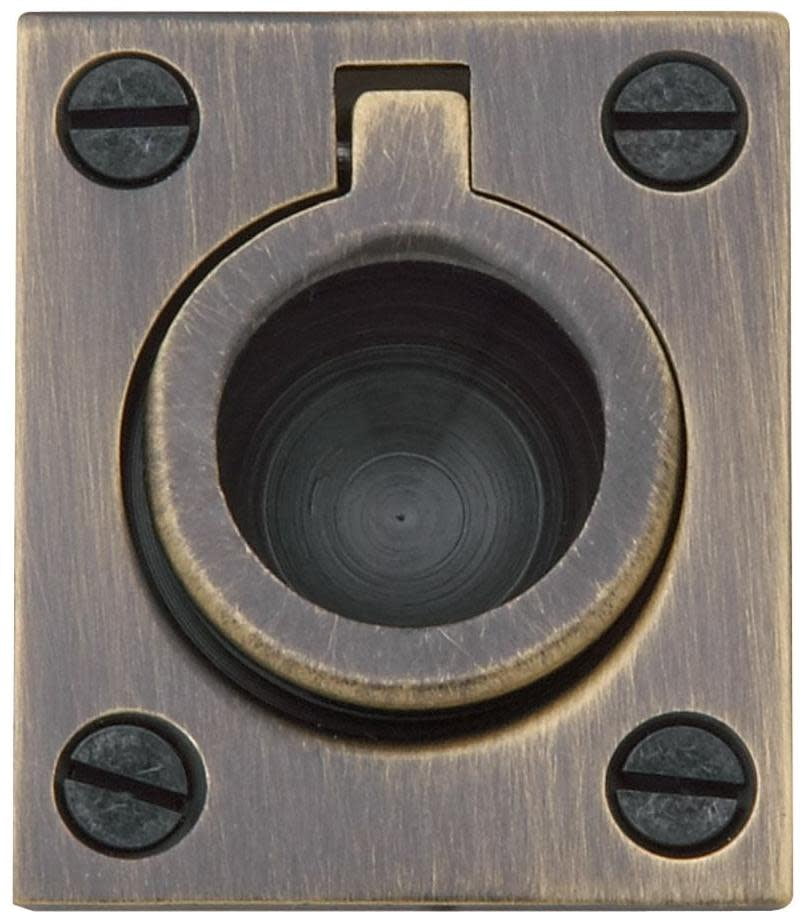 Baldwin 0392050 Flush Ring Pull, Satin Brass & Black