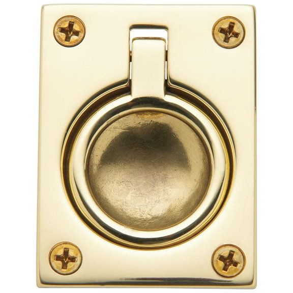 Baldwin 0394031 1.875 x 2.5 in. Flush Ring Pull, Non-Lacquered Brass
