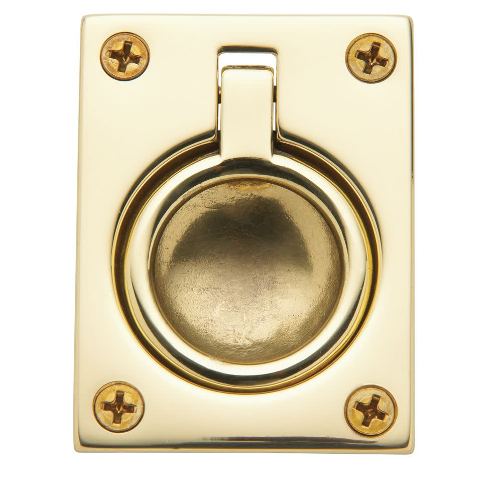 Baldwin 0394031 1.875 x 2.5 in. Flush Ring Pull&#44; Non-Lacquered Brass - image 1 of 7